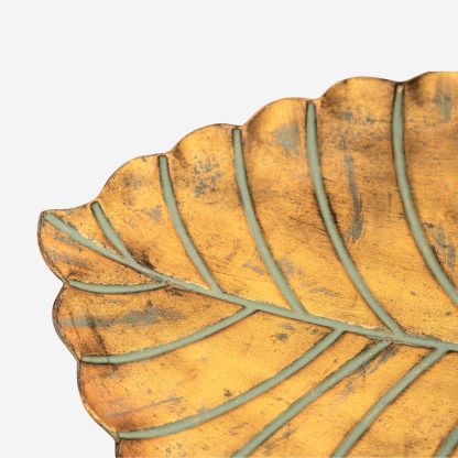 Brushed Metal Leaf Plate Medium, Copper