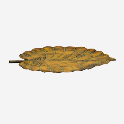 Zada Brushed Metal Leaf Plate Large, Copper