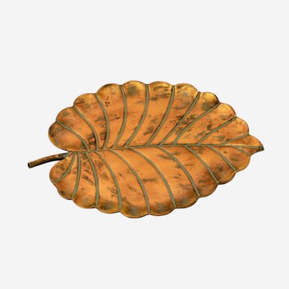 Zada Brushed Metal Leaf Plate Large, Copper