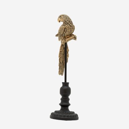 Décor Parrot Figurine On Stand Large, Gold