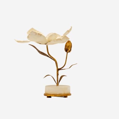 Décor Magnolia Candle Holder Large, White & Gold