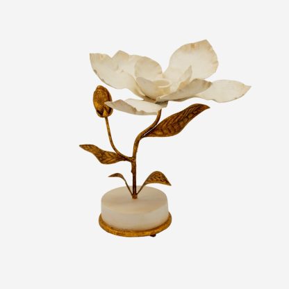 Décor Magnolia Candle Holder Large, White & Gold