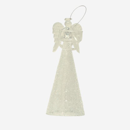 Decor Glass Angel T-Light, Clear Ice