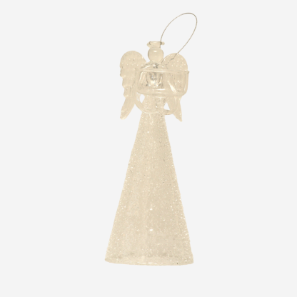 Decor Glass Angel T-Light, Clear Ice