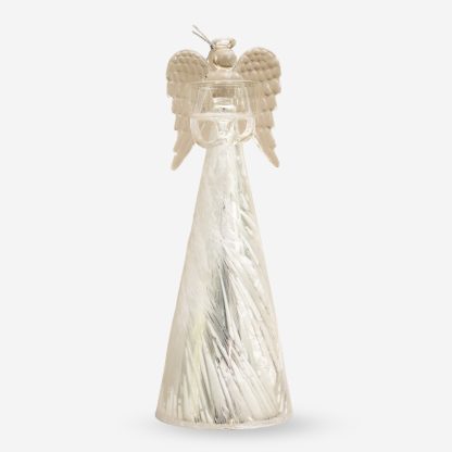 Decor Glass Angel T-Light, Frosted White