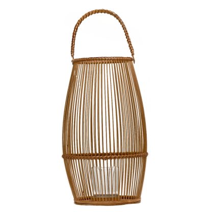 Bamboo Lantern Large, Wood & Glass