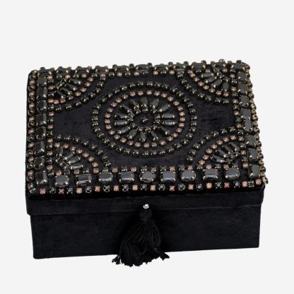 Modern Jewelry Box Beaded, Black