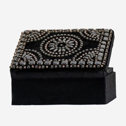 Modern Jewelry Box Beaded, Black