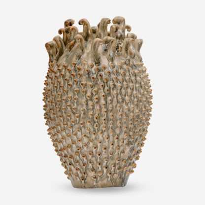 Ceramic Vase Studded Medium, Brown