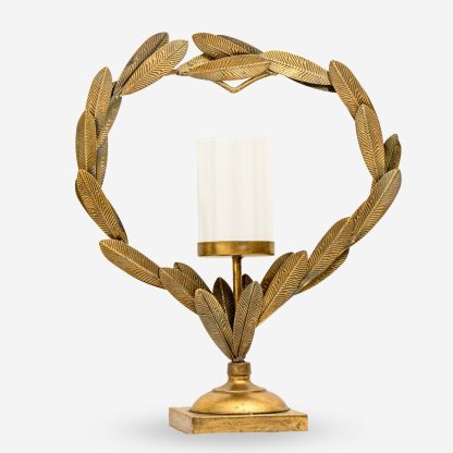 Wreath Candle Holder Medium, Antique Gold