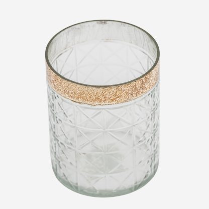 Crystal Votive Golden Rim, Full Cut