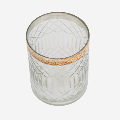 Crystal Votive Golden Rim, Full Cut