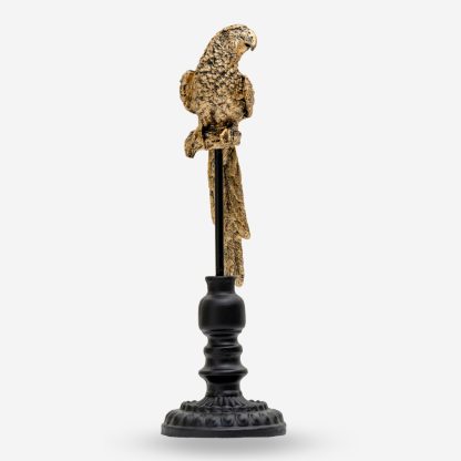 Décor Parrot Figurine On Stand Medium, Gold