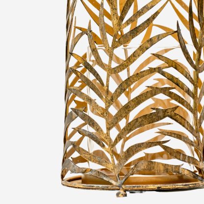 Santina Decor Metal Palm Leaf, Gold & Glass