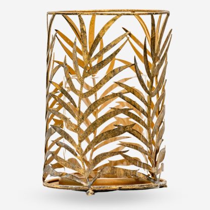 Santina Decor Metal Palm Leaf, Gold & Glass