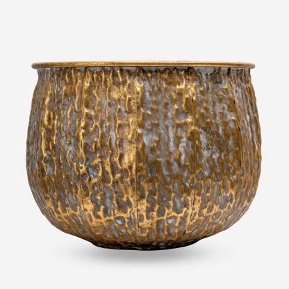 Decor Metal Pot, Aged Gold