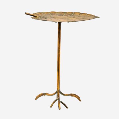 Metal Leaf Design Side Table Large, Aged Copper