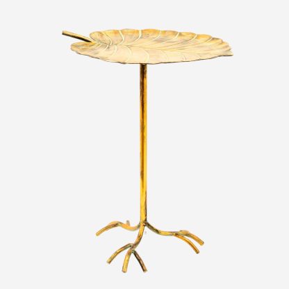 Metal Leaf Design Side Table Large, Aged Copper