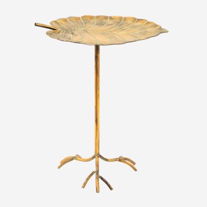 Metal Leaf Design Side Table Large, Aged Copper