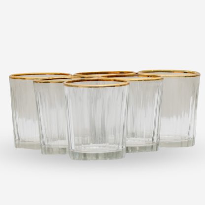 Glass Votive Vertical Cut set of 6, Gold