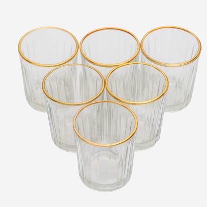 Glass Votive Vertical Cut set of 6, Gold