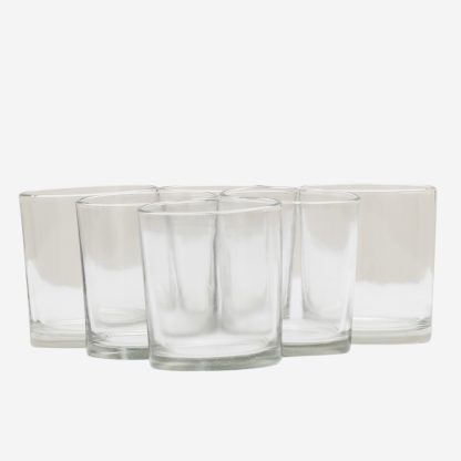 Glass Candle Votive set of 6, Clear Glass