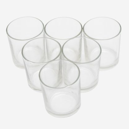 Glass Candle Votive set of 6, Clear Glass