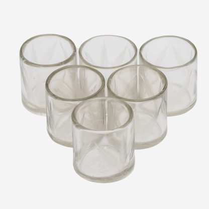 Crystal Glass Thick Votive w/Leaf Set of 6