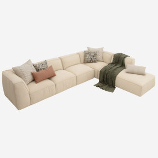 Fairfield Sectional Corner Sofa With Right Chaise Lounge, Cream