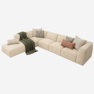 Fairfield Sectional Corner Sofa With Left Chaise Lounge, Cream