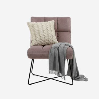 Alba Velvet Armless Chair, Velvet Pink