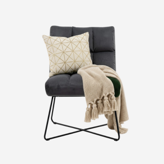 Alba Armless Chair, Velvet Grey