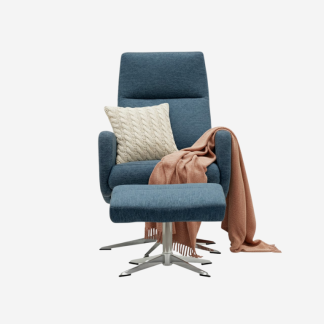 Easy  Recliner Chair with pouf seat, Blue