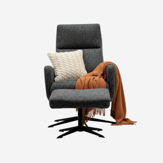 Easy  Recliner Chair with pouf seat, Graphite Black