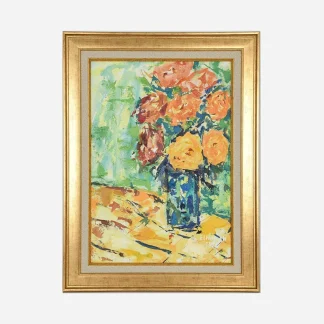 Whispers in Bloom Portrait, Hand-Painted by Ilham Chahine 65*48 CM