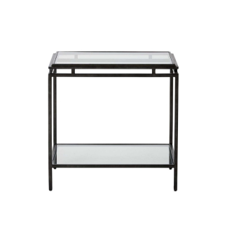 Bacon End Table, Black & Glass
